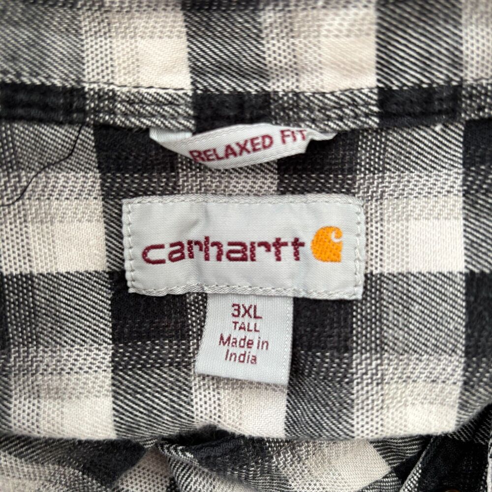 Carhartt Mens Plaid Button Up Shirt 3XT Relaxed Fit Gray Utility Workwear - Picture 3 of 8